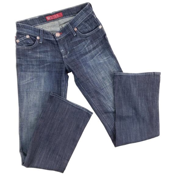 Rock & Republic Jeans Women 25X30 Kasandra Red Swarovski Crystal Slight Boot Cut - Picture 3 of 8